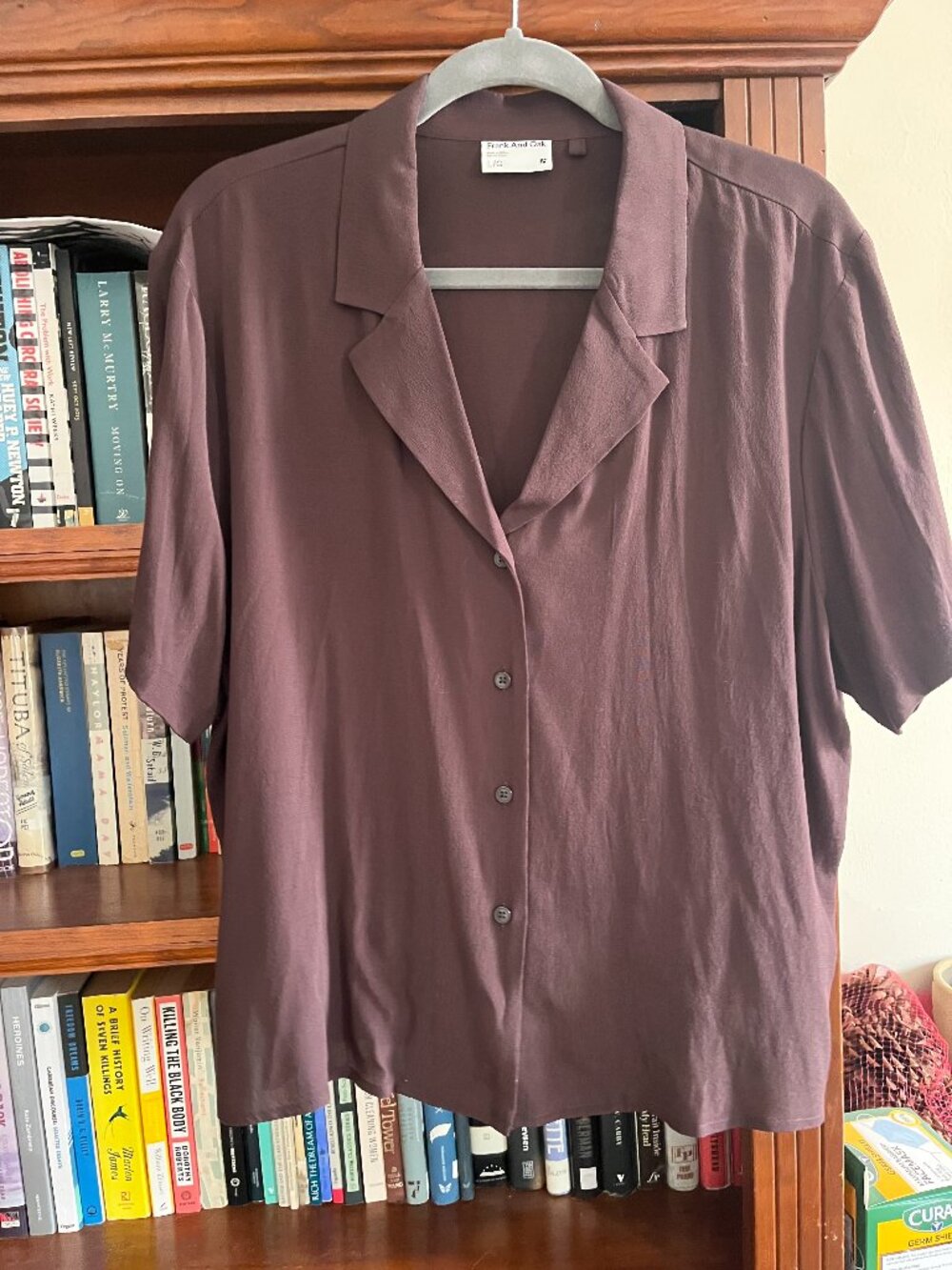 Frank & Oak Women's Brown Short Sleeve Button Down